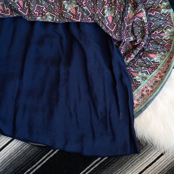 PRETTYGARDEN Dress Sz XL Blue Multi Floral Sleeveless Drawstring Buttons Lined - Picture 7 of 11